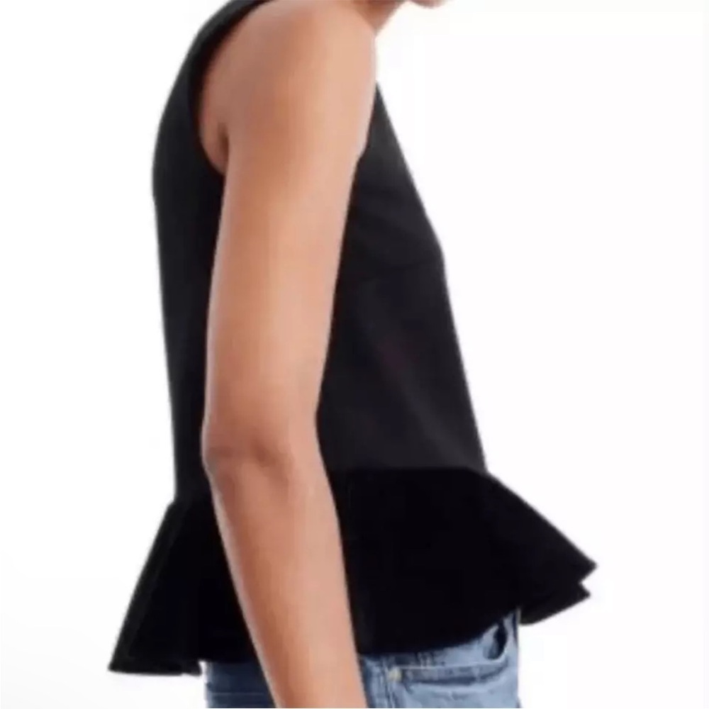 J.Crew V-neck Peplum Scuba/Velvet Blouse - Picture 2 of 9